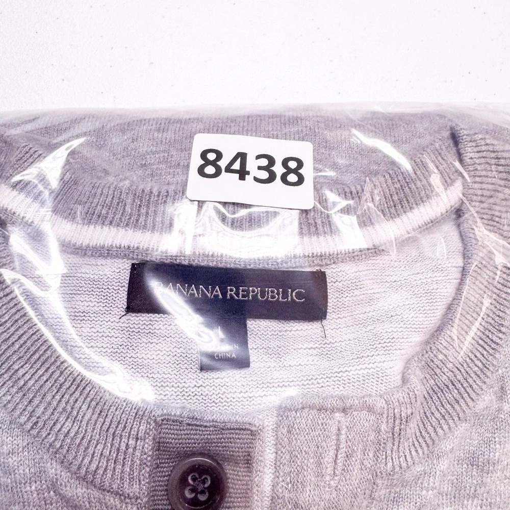 Banana Republic Shirt Mens‎ Large Gray Henley Outdoor Office Casual Camp Hike